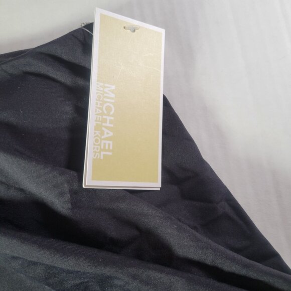 Michael Kors Womens Black Asymmetric Chain Strap Tankini Swim Top Size M - Picture 3 of 5